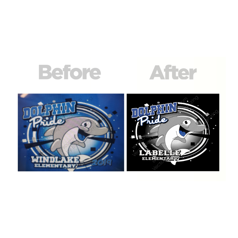 Before and after of a design through vector art