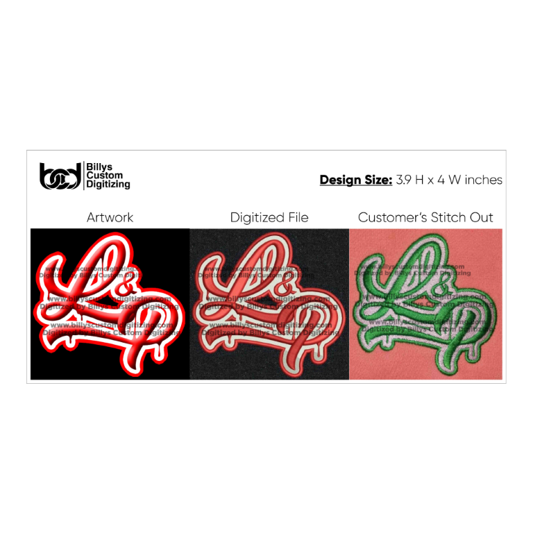 Artwork in digitized and stitch form