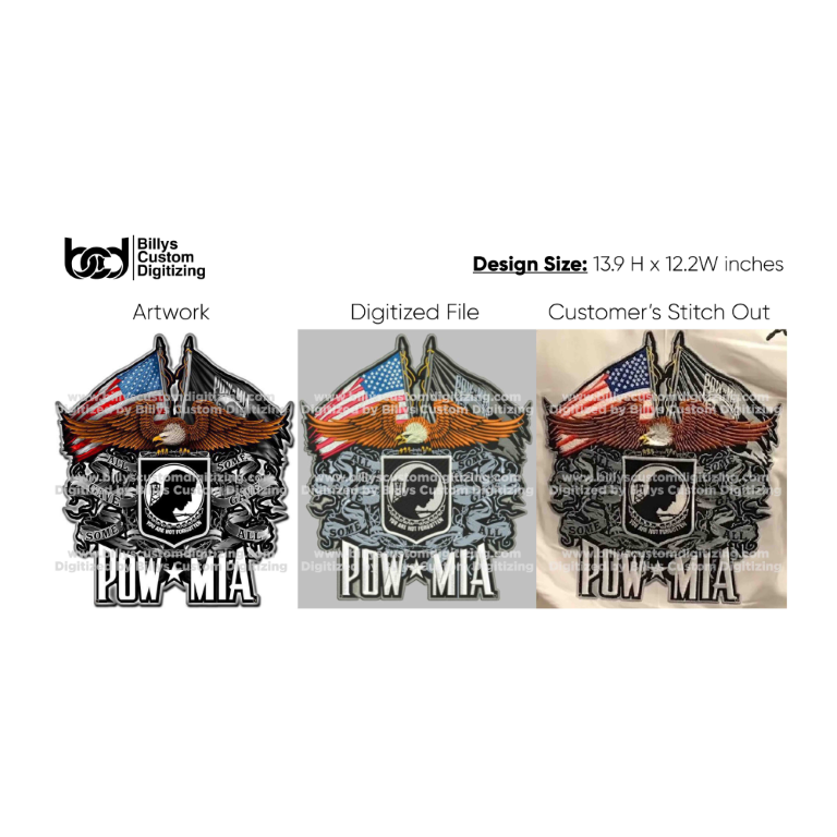 Artwork in digitized and stitch form