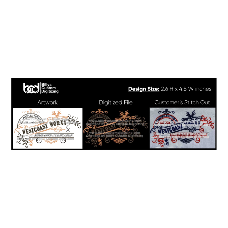 Artwork in digitized and stitch form