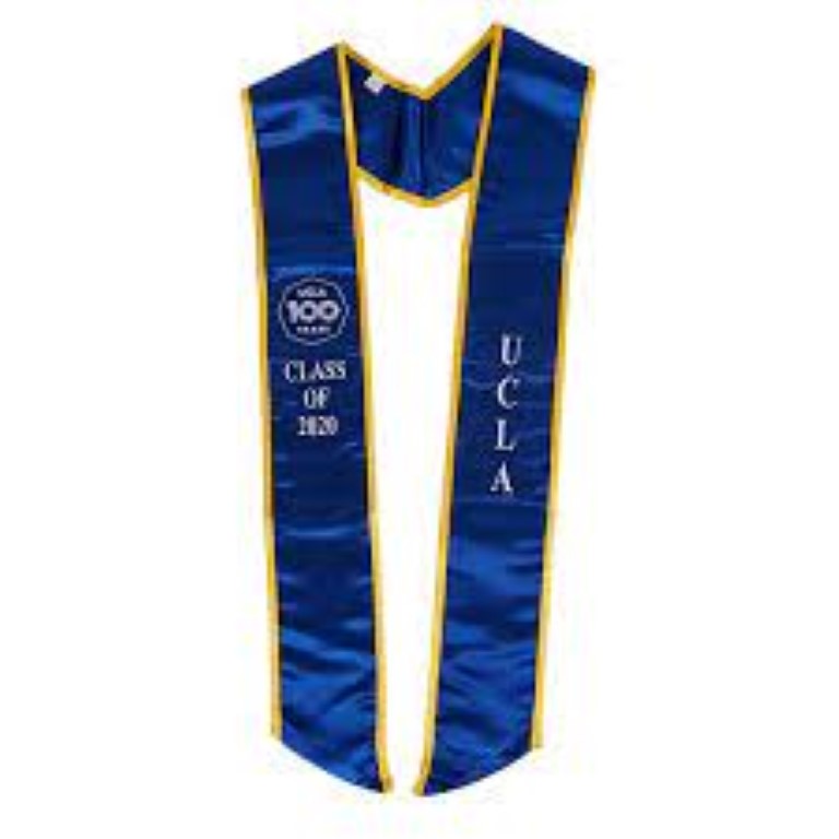 Embroidered sash with text and designs